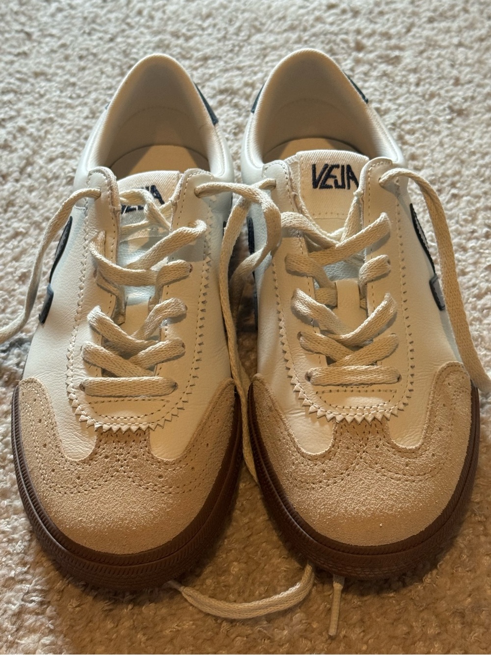 NEW Veja Volley Low Top Sneakers in White Nautico Bark - Picture 4 of 8